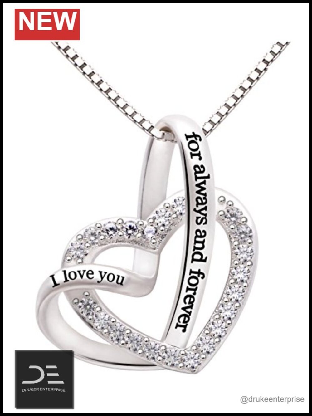 Sterling Silver Cubic Zirconia Pendant Necklace with Heart Charm